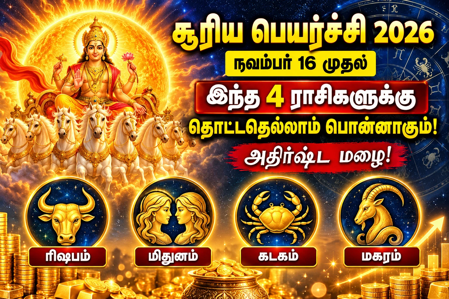 சூரிய பெயர்ச்சி 2026: நவம்பர் 16 முதல் அதிர்ஷ்டம் பெறப்போகும் 4 ராசிகள் – பணவரவு, தொழில் வளர்ச்சி ஏற்படுமா?